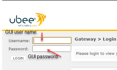 Ubee modem login screen